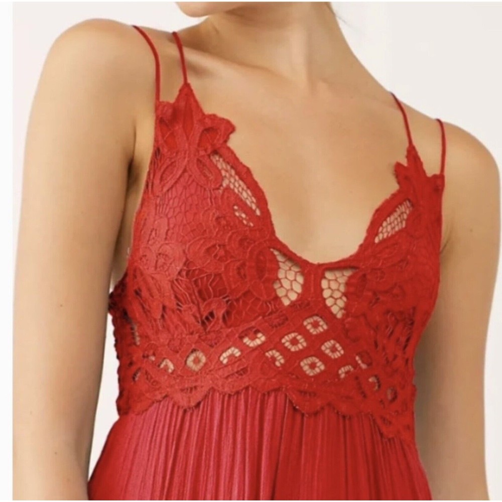 Free People Slip Dress Women Size XL Bright Red Adella Boho